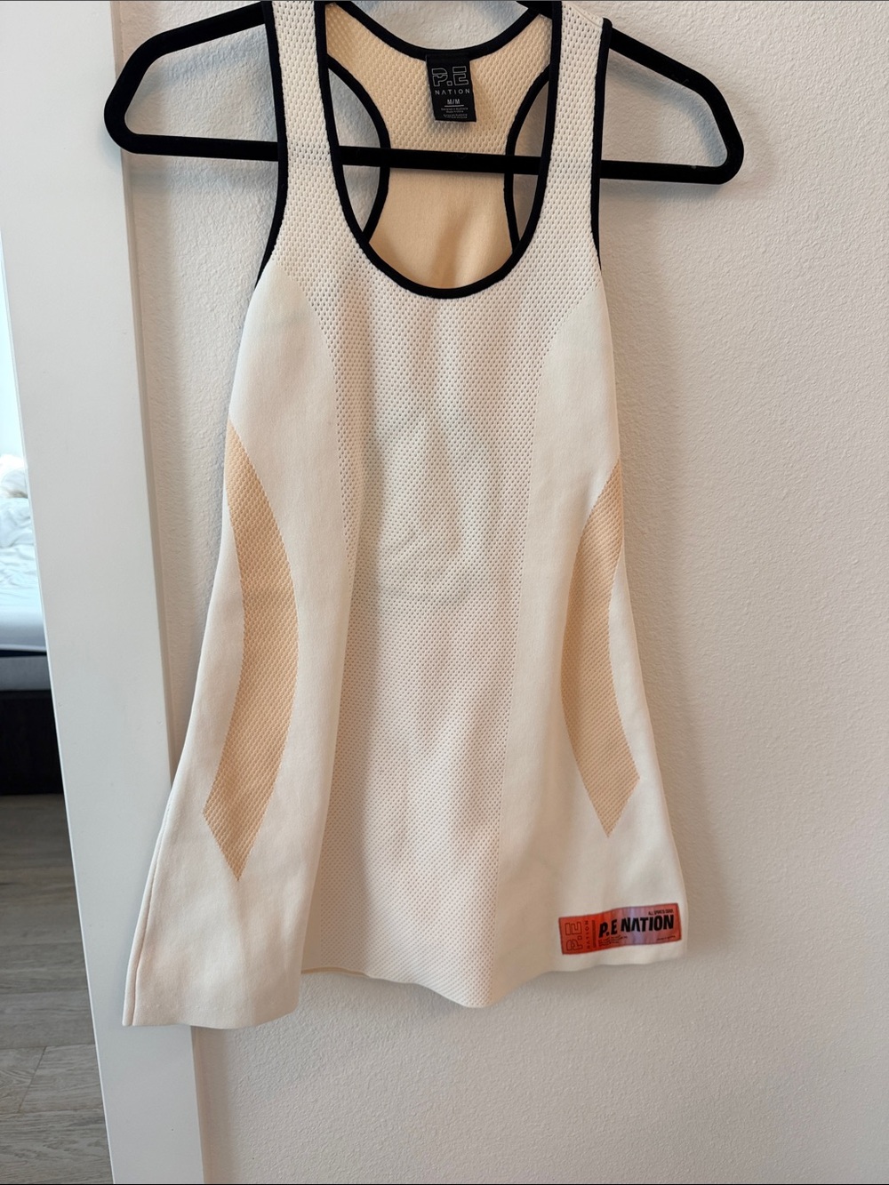 P.E Nation Cream Tank with Black Trim
